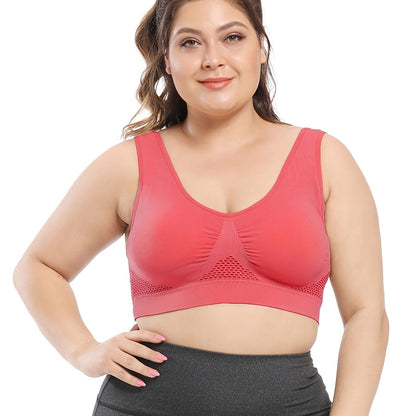 [Gentle Care] Plus Size Seamless Sports Bra for Women - Purple, Breathable Mesh Fabric, Push-Up with Removable Pads, Comfort Fit Vest Style, Sizes 36XL to 40XL, Plus Size Bra