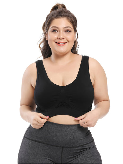 [Gentle Care] Plus Size Seamless Sports Bra for Women - Purple, Breathable Mesh Fabric, Push-Up with Removable Pads, Comfort Fit Vest Style, Sizes 36XL to 40XL, Plus Size Bra