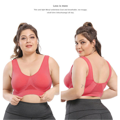 [Gentle Care] Plus Size Seamless Sports Bra for Women - Purple, Breathable Mesh Fabric, Push-Up with Removable Pads, Comfort Fit Vest Style, Sizes 36XL to 40XL, Plus Size Bra