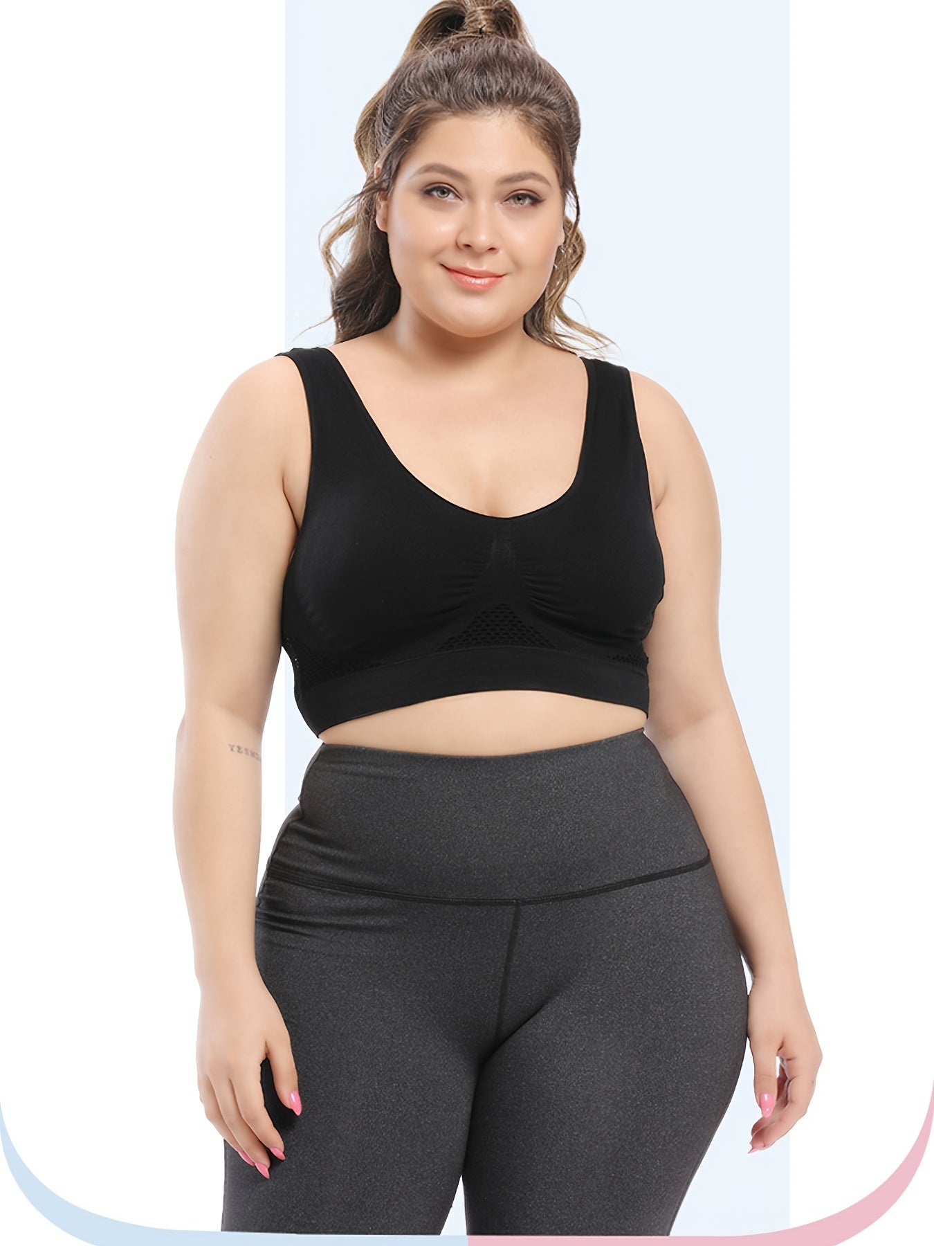 [Gentle Care] Plus Size Seamless Sports Bra for Women - Purple, Breathable Mesh Fabric, Push-Up with Removable Pads, Comfort Fit Vest Style, Sizes 36XL to 40XL, Plus Size Bra